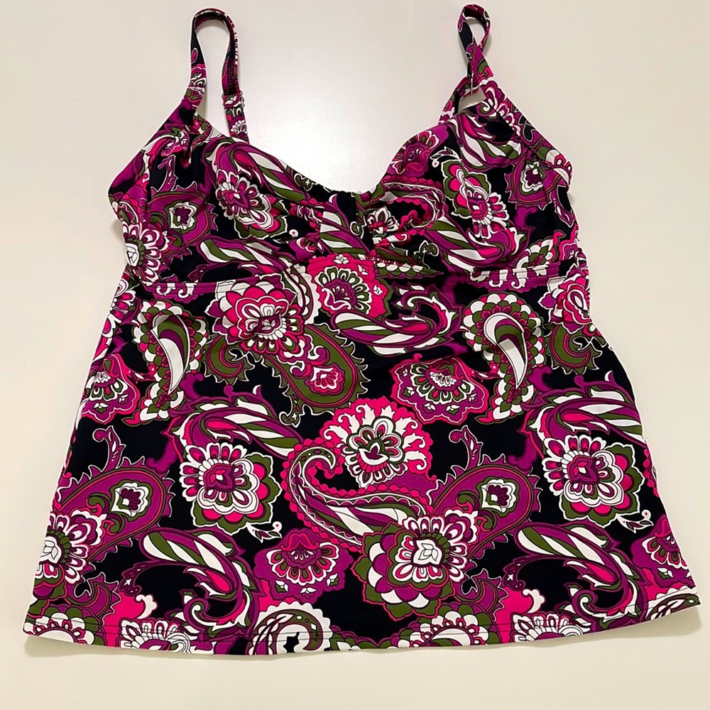 Lands End Paisley Swim Top Tankini Size 6